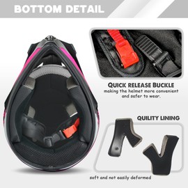DOT Approved Kid Helmet Youth Dirt Bike Motocross Helmets Off-Road Motorcycle Helmets Mountain Bike ATV BMX MX Helmet(Goggles Gloves Face Mask) 4PCS Set（Pink L）