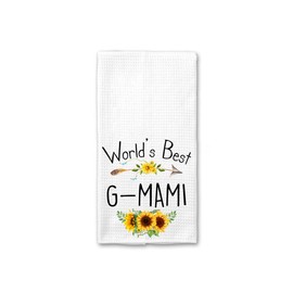 World's Best G-Mami Kitchen Towel, Floral Sunflower Kitchen Towel, Best G-Mami Ever, Gift Mothers Day Birthday Christmas Thanksgiving for G-Mami, Soft and Absorbent Kitchen Tea Towel