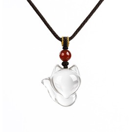 AURABLOOM Lucky Charm, White Crystal, Fox Necklace, Women's, Power Stone, Fashionable, Good Luck, Gift, Birthday Gift, Lover's Day, Lightweight Accessory