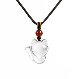 AURABLOOM Lucky Charm, White Crystal, Fox Necklace, Women's, Power Stone, Fashionable, Good Luck, Gift, Birthday Gift, Lover's Day, Lightweight Accessory