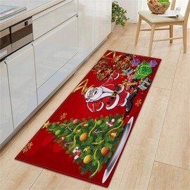 Figarge Christmas Rugs, Non-Slip Christmas Rug, Christmas Decoration, Indoor Christmas Print Rugs, Bathroom Rug, Santa Claus, Christmas Tree Xmas Decor, 50 x 80 cm (Red-1)