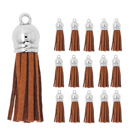 Mandala Crafts Faux Suede Tassels for Keychains Brown Tassels for Crafts - Small Tassels for Jewelry Making Charms - 100 Faux Leather Tassels Brown Keychain Tassels Bulk