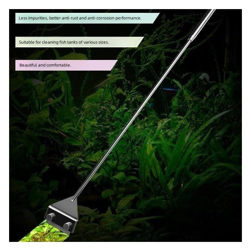 FRAKS Rascador de algas de acero inoxidable extensible de 25.6