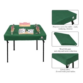 plusvivo Game Table Cover, Card Table Covers Fitted Square Felt Table Cover for Games Machine Washable - for Poker, Bridge, Mahjongg, Board Game Folding Table 36" X 36" Green