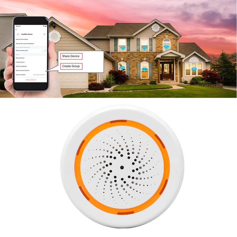 Smart Sound and Light Alarm 2.4GHZ Wireless APP Remote Control