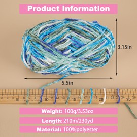 Soft Chenille Yarn Blanket Yarn,100g Crochet Yarn,Yarn for Crafts,Yarn for Crocheting,Fancy Yarn for Crochet,Crochet Yarn for Sweater/Hat/Blankets/DIY Craft(BlueWhite)
