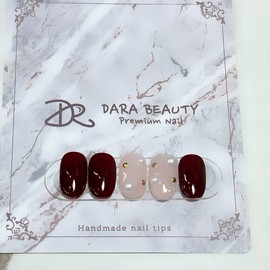 Dara Beauty November Art of the MonthMVP Burgundy Pearl Nail - Not Selected / 다라뷰티 11월 이달의아트MVP 버건디 진주네일 - 선택안함