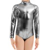Javly - Body metálico para niñas con cuello alto y