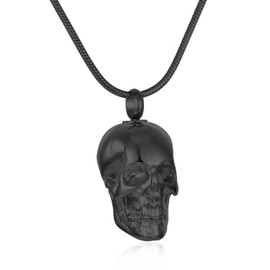 Kcouiee Men's Gothic Punk Skull Urn Necklace, Stainless Steel, No Gemstone