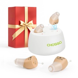 CHOSGO Rechargeable Hearing Aids for Seniors with Intelligent Noise Cancellation Clear Sound and Discreet Design OTC Hearing Aids, Comfort Fit in Ear Canal, Suitable for Various Daily Scenarios, Perfect Father’s Day Gift, Beige