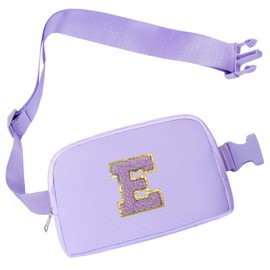 Purple Belt Bag Fanny Pack Crossbody Travel Trendy Birthday Christmas Gifts for Tween Preteen Teen Teenage Teenager Girls Age 8-10 10-12 10-13 8-12 12-14 13-15 14-16 16-18 Initial Letter E