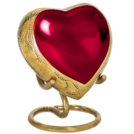 Trupoint Memorials Small Urns for Human Ashes Keepsake, Mini Heart Urn with Stand, Decorative Cremation Urns for Adult Men & Women – Heart Stand, Red