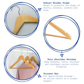 Harbour Housewares 10x Grey Wooden Children's Hangers - Small Kids Coat Clothes Hanger for Baby, Toddler Clothing with Metal Hook, Trouser Rail