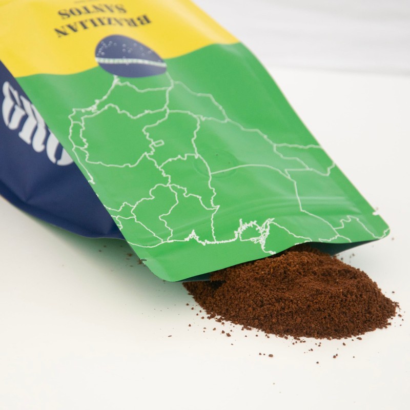 Brazilian Santos Ground Coffee. Light Roast Ground Coffee, Single Origin.