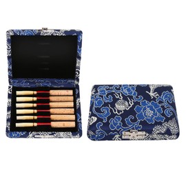 Kodrily 1Pcs Oboe Case, Bassoon Case, Wooden Silk Cloth Cover Case Holder, 3.54 x 3.15 x 0.78 Inch Layers Case Storage Box for 6pcs Oboe Protect Container Oboe Accessories (Blue)