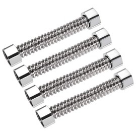 uxcell Corrugated Stainless Steel Flexible Water Line 3.9inch Long G1/2 Female Threaded Connector with Washer, 4pcs