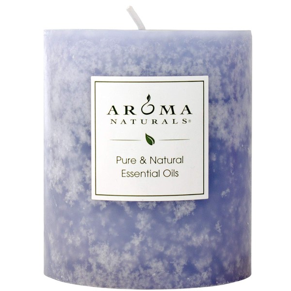 Aroma Naturals Lavender Essential Oil Blue Scented Pillar Candle, Tranquility, 3 inch x 3.5 inch