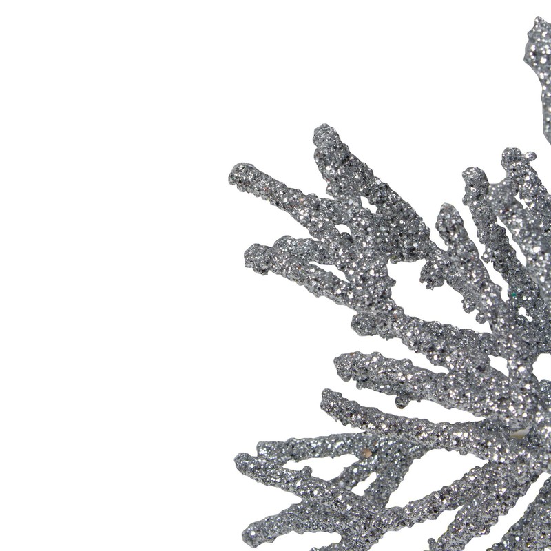 7.5" Silver Glitter Snowflake Christmas Ornament