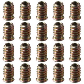Threaded Inserts Nuts 20Pcs M6 M8 M10 Nut Inserts Carbon Steel Threaded Wood Inserts Stable Wood Furniture Screw-in Nut