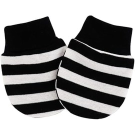 1 Pair Baby Anti Scratching Soft Cotton Gloves Newborn Infant Handguard Mittens Black and White Stripes Gloves and Boy Mittens