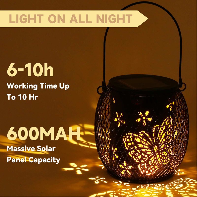 Solar Lantern Outdoor Waterproof Hanging Solar Light with Handle Chain