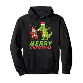 Merry Christmas Dab Santa Trex Toddler Boys Xmas PJs Pullover Hoodie, black