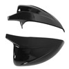 Pair Horned Rearview Side Door Mirror Covers Glossy Black Replacement