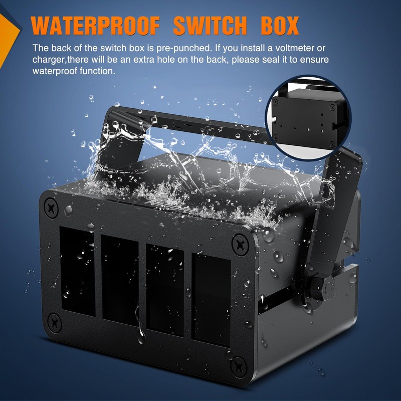 Nilight 4 Gang Rocker Switch Box 4 Holes Panel Detachable