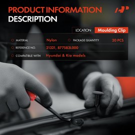 A-Premium 20 PCS Rocker Panel Moulding Retainer Clips with Sealer Compatible with Hyundai Sonata/Genesis 2009-2015, Genesis Coupe 2010-2015, Azera 2006-2015 & Kia Sorento 2009 2011-2014, K900