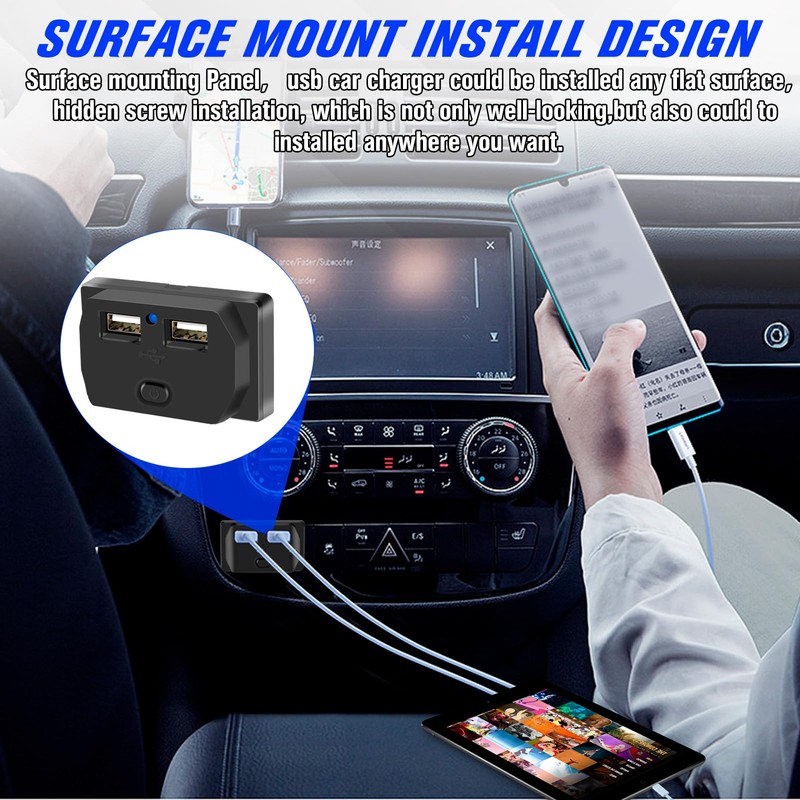 OPL5 12V/24V RV USB Outlet with On/Off Switch,Quick Charger QC