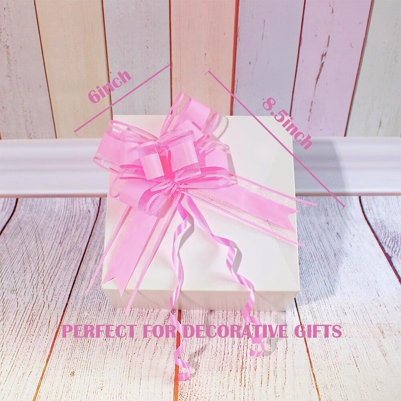 WEWILUCK Pink Pull Bows for Presents - 15PCS 6 Inch