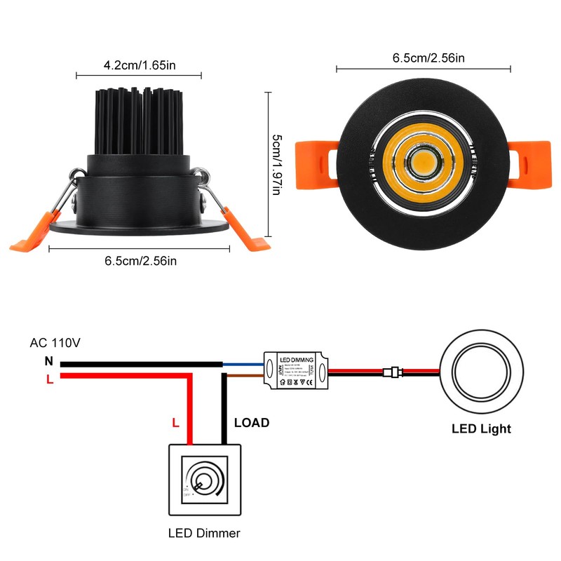 inShareplus 2 Inch LED Downlight, 3W Recessed Lighting COB Dimmable,