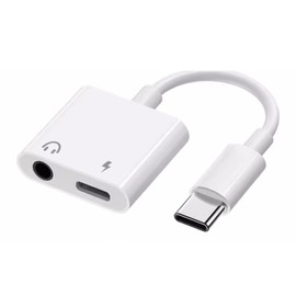 Bolwins B53 USB-C to 3.5 mm Jack Adapter + USB-C Charging Adapter, 2-in-1 Headphone Adapter with Hi-Res DAC Chip, Quick Charge PD 60 W, Audio Splitter for Music & Calls