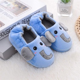 LZSYC Boys Elephant House Plush Slippers,11-12 Little Kid