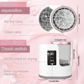 Abnaok Limpiador Y Secador De Brochas De Maquillaje Eléctrico 3 En 1 Para Mujeres (2025), Limpiador Automático, Apto Para Todo Tipo De Brochas, Portátil Y Fácil De Usar.