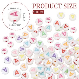 PATIKIL Alphabet Beads, 100 Pcs Rainbow Letter Beads Acrylic Charms for Craft Friendship Bracelets Jewelry Making, 4x7mm, Letter A