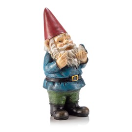 Alpine Corporation 12" Tall Outdoor Garden Gnome with Bird Yard Statue Decoration, Multicolor