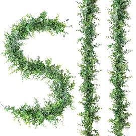 Veryhome 3PCS Artificial Eucalyptus Garland Vines 6FT Artificial Hanging Plants Faux Eucalyptus Leaves Silk plants artificial greenery garland for Wedding Party Home Decor