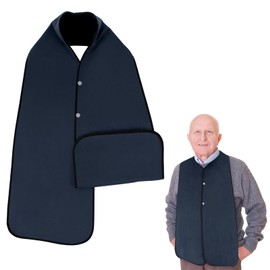 TaoTazon Adult Bib Scarf Washable and Reusable Dining Clothing Protector Adult Bib for Elderly (Dark Blue)