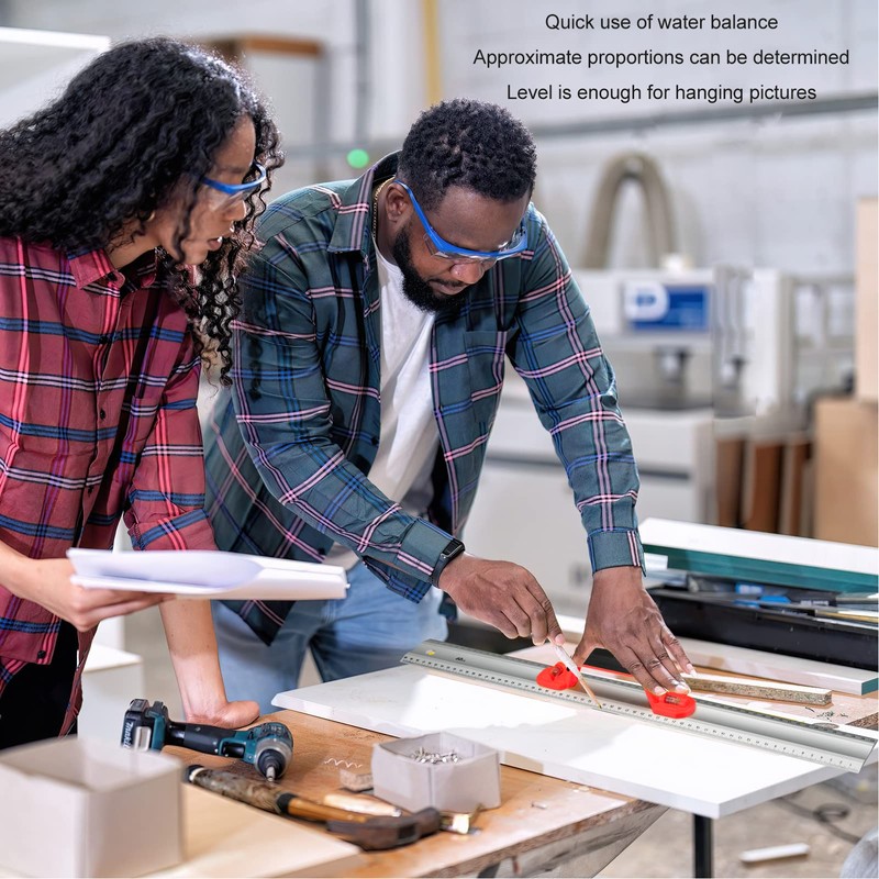 Aluminum Straight Edge Ruler with Handle Bubble Metal Centimeter Inch