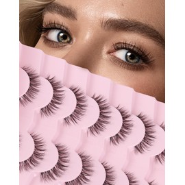 Adious Eyelashes Natural Look Clear Band Lashes Volume Lashes Short Fake Lashes Wispy Lashes Mink Lashes Fluffy Natural Eyelashes AD22