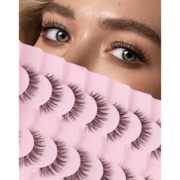 Adious Eyelashes Natural Look Clear Band Lashes Volume Lashes Short