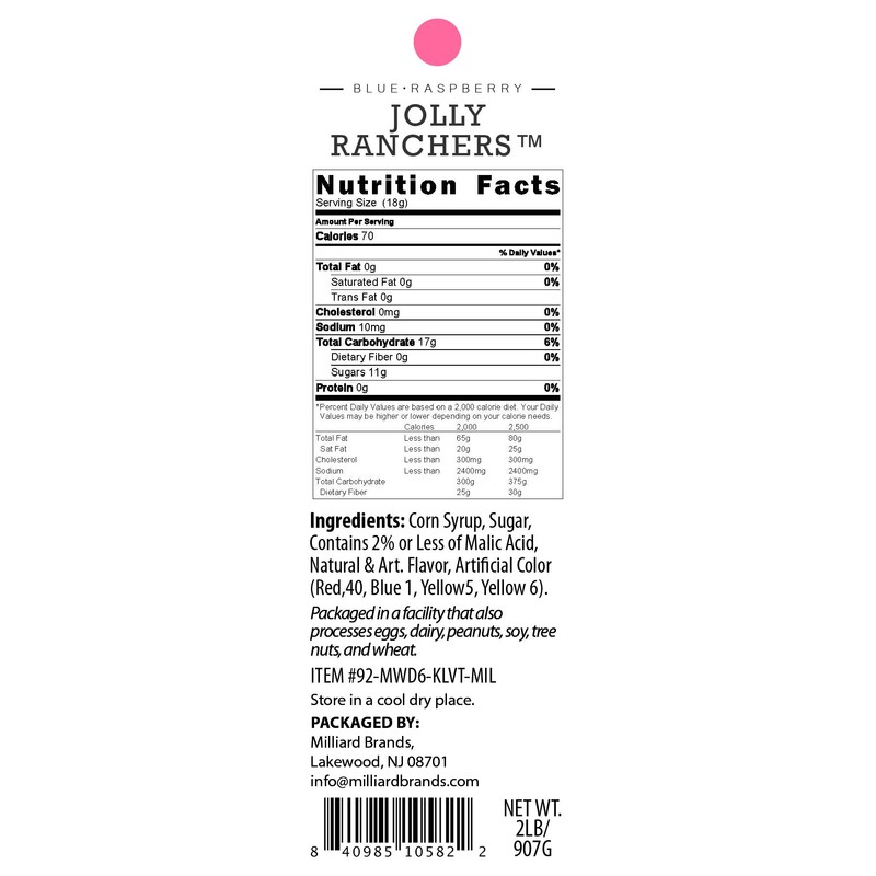 Jolly Rancher Hard Candy - Blue Raspberry - 2 Pound
