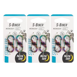 Nite Ize S-Biner MicroLock de acero inoxidable – Clip de mosquetón duradero – S-Biner con puertas de bloqueo – Mini mosquetones duraderos y fuertes para accesorios de llavero, Spectrum, (paquete de