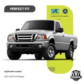 ROADEAL Headlights W/Bulbs for 2001-2011 Ford Ranger Halogen Headlamp Replacement Driver & Passenger Side