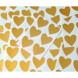 38mm (1.5") Heart Shape Colour Code Stickers - Packs of 72 Large Coloured Hearts Sticky Labels for Craft, Card-Making & Decoration - 33 Colours Available (Matt Gold)