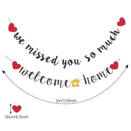 Welcome Back Decoration Set, Welcome Party Decoration Banner, Garland Homecoming Party Decoration for Family Festival Celebration Home Decoration (Black)