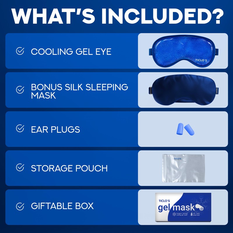 Ticlo's Cooling Eye Mask for Puffy Eyes - Gel Mask