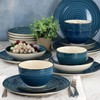 Elama Gia 24 Piece Round Stoneware Dinnerware Set in Dark
