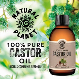 Natural Planet Castor OIl 250ml Cold Pressed Premium Quality 100% Pure Hexane-Free, Non GMO, Versatile Usage Eyelashes, Eyebrows and Hair growth